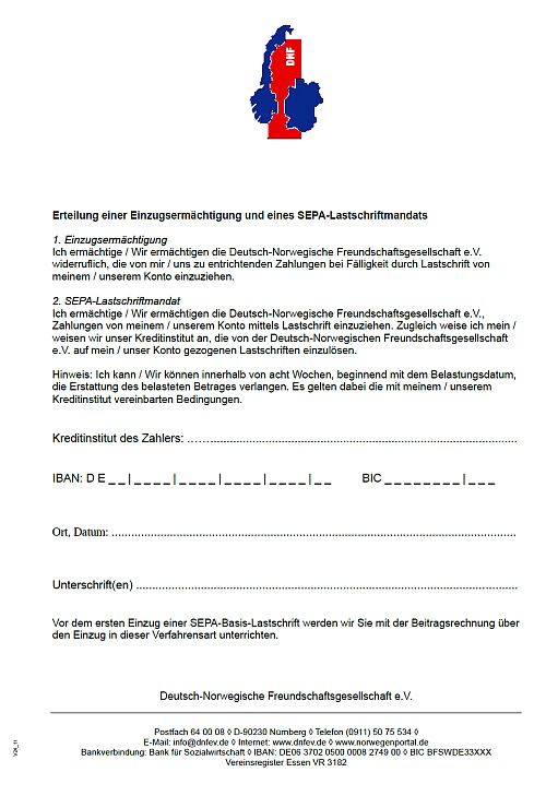 SEPA Lastschrift Mandat